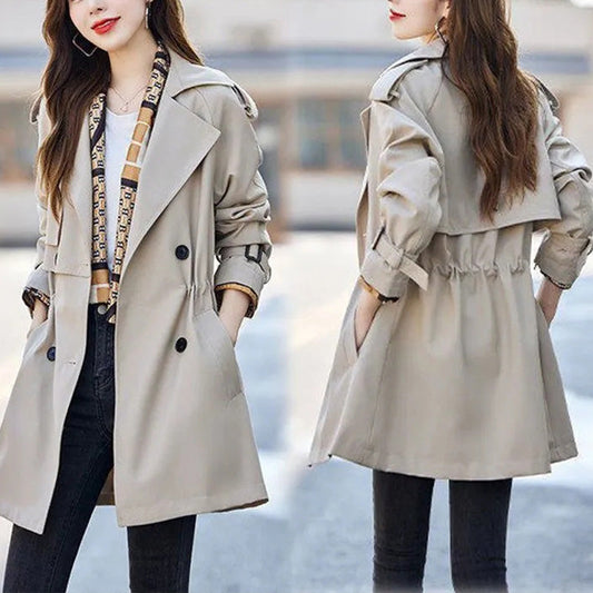 ⏳Tijdelijke Aanbieding⏰Afslankende Halflange Trenchcoat met Revers voor Vrouwen🧥