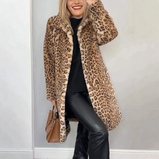 ⏳Tijdelijke Aanbieding⏰Dames medium-lange jas met luipaardprint🧥
