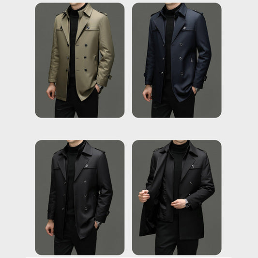 ⏳Tijdelijke aanbieding⏰Halflange trenchcoat voor heren met uitneembare voering