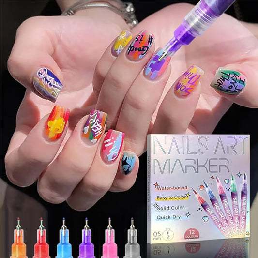 ⏳Tijdelijke aanbieding⏰Set van 12 Nail Art-pennen💅