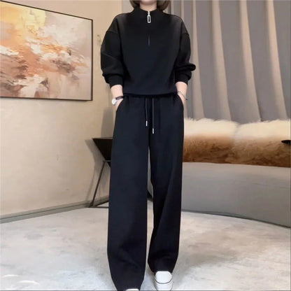 ⏳Tijdelijke Aanbieding⏰Korte sweatshirt & wijde broek set👚👖