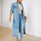 ⏳Tijdelijke Aanbieding⏰Lange gescheurde denim jacket voor vrouwen🧥