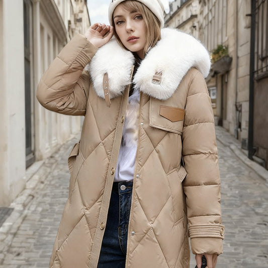 ⏳Begränsad tid 50 % rabatt⏰Lång quiltad puffjacka med plyschkrage för damer🧥