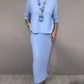 ⏳Begränsad tid 50 % Rabatt⏰Elegant stickad tröja och midikjol (2-delat set)👚👗