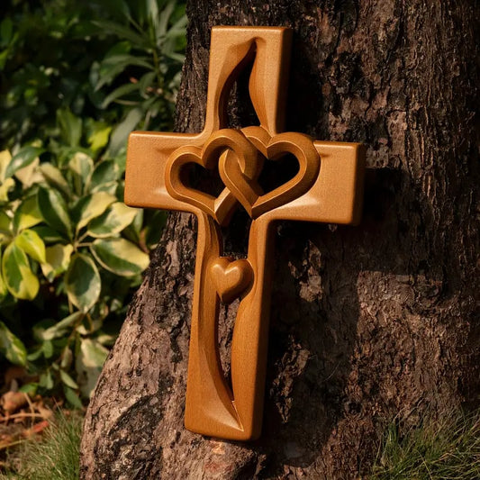 ⏳Begränsad tid 50 % Rabatt⏰Intertwined Hearts Träkors❤️✝️
