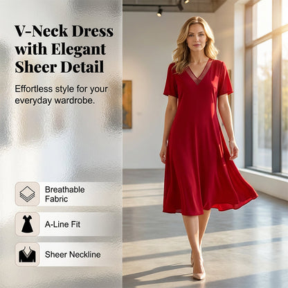 ⏳Begränsad tid 50 % Rabatt⏰Elegant V-ringad nätklänning för damer❤️👗