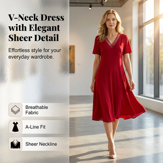 ⏳Begränsad tid 50 % Rabatt⏰Elegant V-ringad nätklänning för damer❤️👗